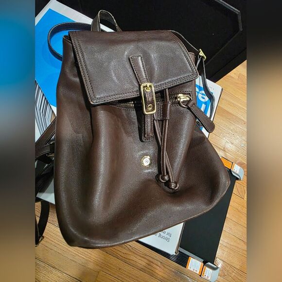 Vintage Coach Legacy Collection Leather Backpack 9858 Brown Gold 10x8x5 main image 11